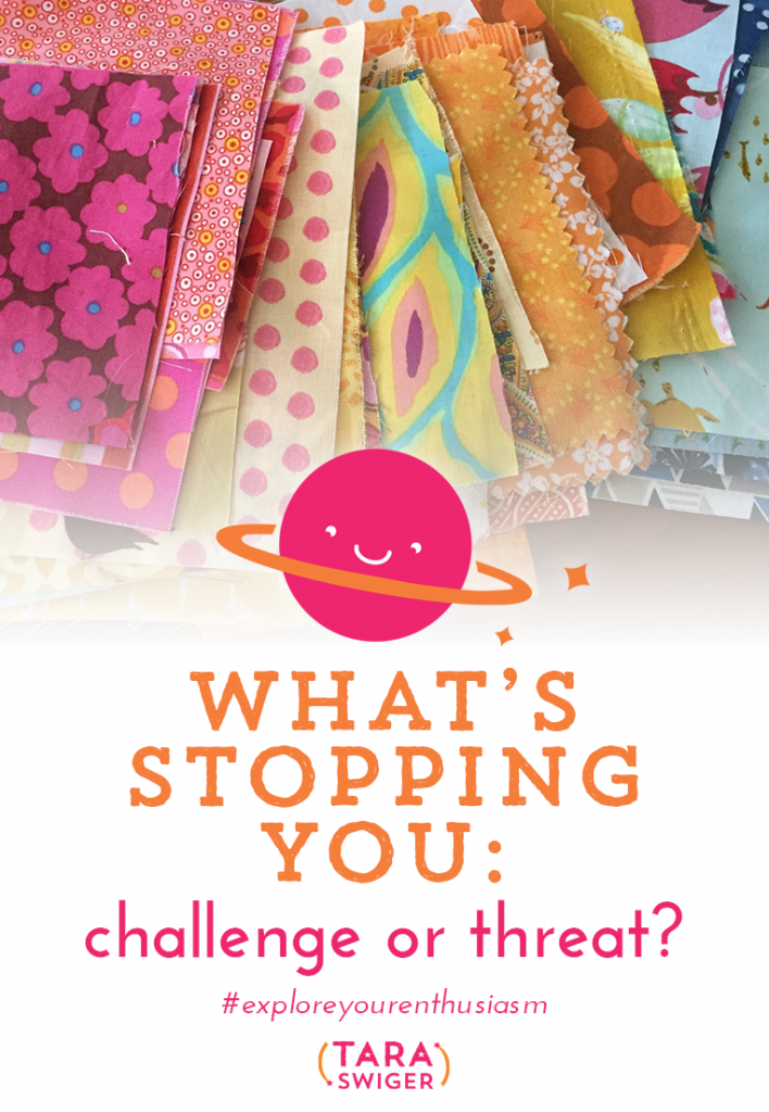 What's standing in your way? Let's face it - there are obstacles you'll face on your way to building your creative business. The question isn't how to avoid them, but how to overcome them. It comes down to how you approach them and think about them: Are these obstacles threats or challenges? In this episode we discuss the difference between a threat and a challenge reaction, and how to have a challenge mindset to the obstacles in your handmade business. This is inspired by one of the most popular lessons in the #monthofbizlove challenge: Threat vs Challenge Mindset. Listen to the episode at TaraSwiger.com/podcast114