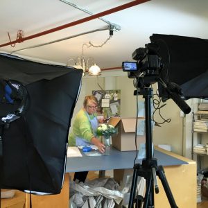 Behind the scenes of their collaborative video shoot for Linda's business