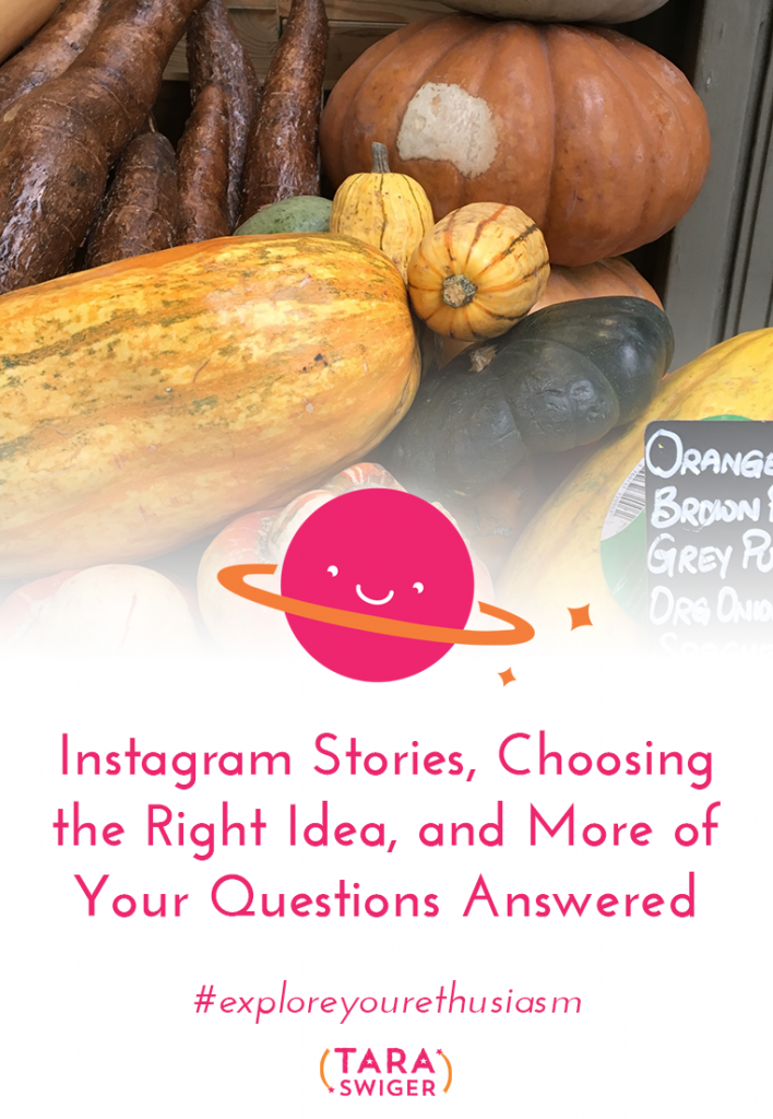 Today I’m answering questions from my Instagram followers. To get your question answered, be sure you’re following me. We cover: How to decide between ideas for new products How to use social media without wasting too much time How to use Instagram Stories for your handmade business. Listen in at TaraSwiger.com/podcast138/