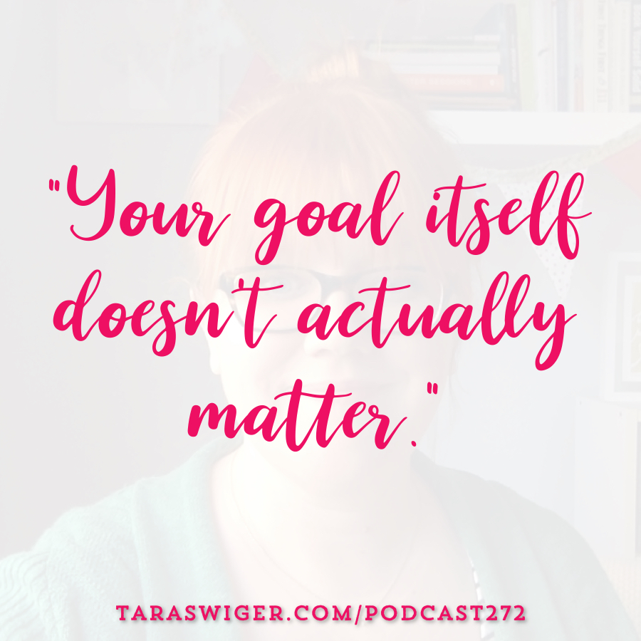 Setting goals for your creative business is a tricky thing. Sometime huge goals are super motivating, and some times they’re totally paralyzing! Learn all about the key to achieving your big business goals at TaraSwiger.com/podcast272